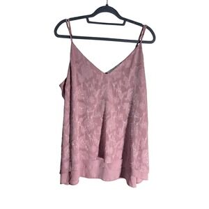 Addison MTL 1980 Pink Floral Burnout Camisole V-Neck Tank Top Plus Size 3X